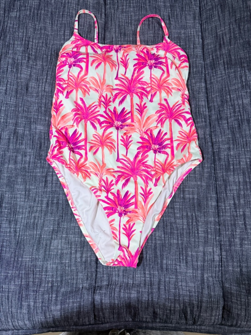 Shade & Shore Palm Tree One-Piece Swimsuit in Bright Pink and Coral